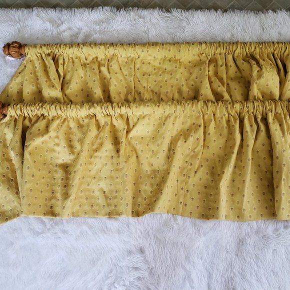 Custom Curtains 2 Valances 68W x 18L Each Wide Pocket Yellow Roses Heavy Duty Co - Picture 1 of 14